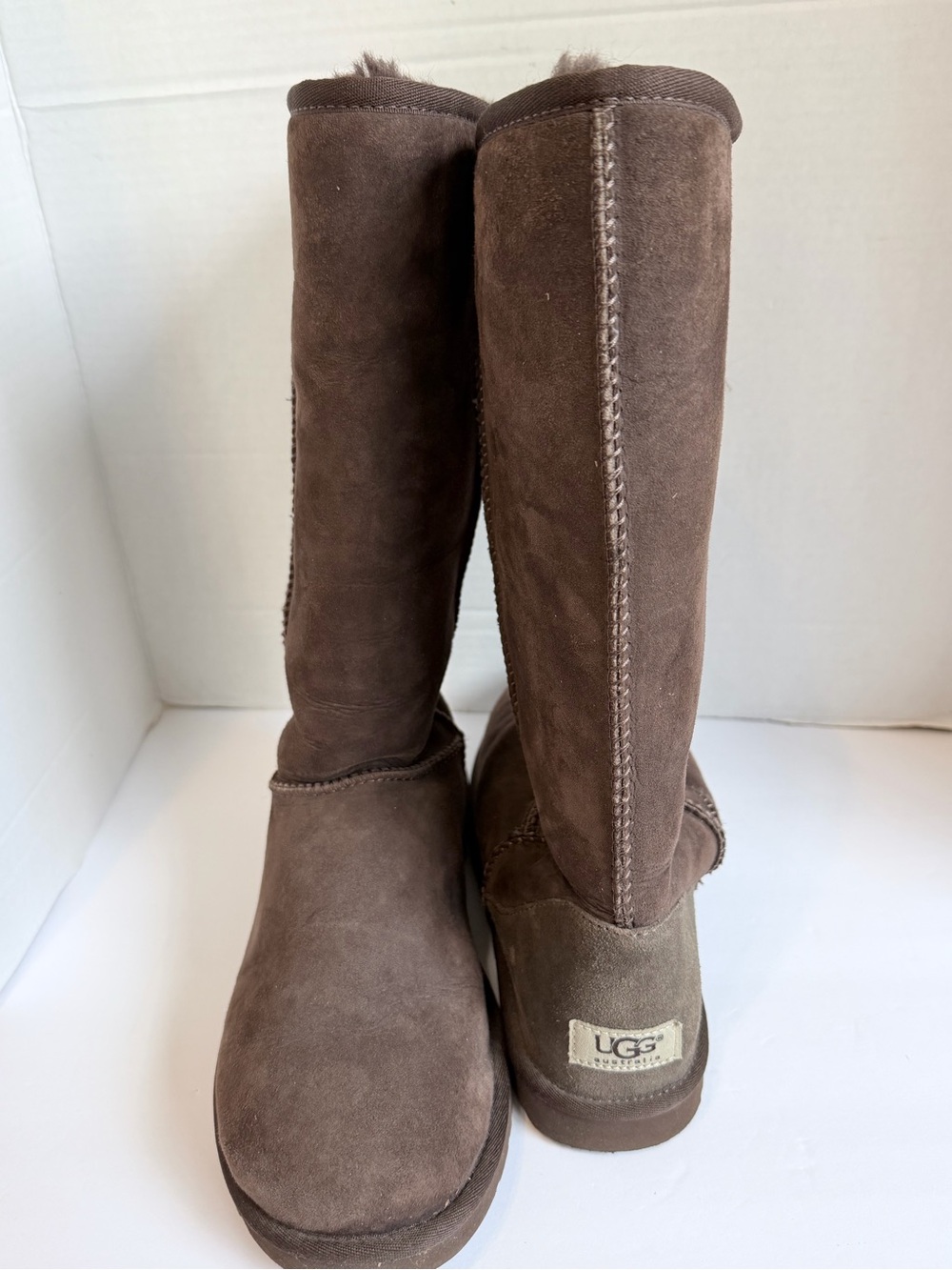UGG Tall Shearling-Lined Suede Boots in Brown